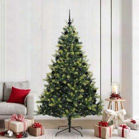 Árbol de Navidad Artificial Plegable 300 LEDs Verde 210 cm