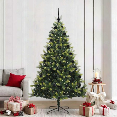 Árbol de Navidad Artificial Plegable 300 LEDs Verde 210 cm