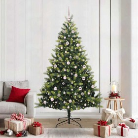 Árbol de Navidad Artificial Articulado 300 LEDs Verde 210 cm