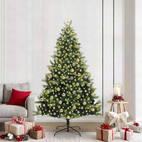 Árbol de Navidad Artificial Plegable 300 LEDs Verde 210 cm