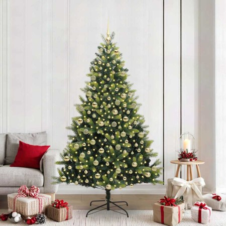 Árbol de Navidad Artificial Plegable 300 LEDs Verde 210 cm
