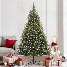Árbol de Navidad Artificial con Bisagras 300 LEDs Verde 210 cm