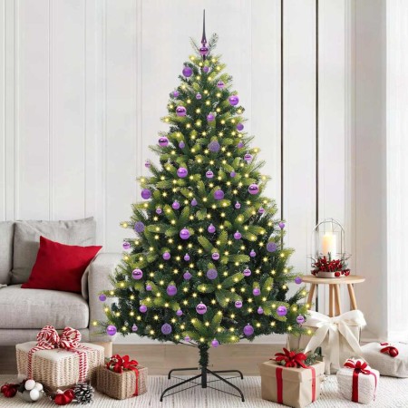 Árbol de Navidad Artificial con Bisagras 300 LEDs Verde 210 cm