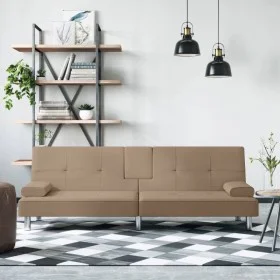 Cappuccino synthetic leather sofa bed with cup holder by vidaXL, Sofas - Ref: Foro24-351929, Price: 296,96 €, Discount: %