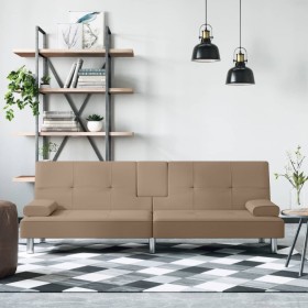 Sofá cama con portavasos cuero sintético color capuchino de vidaXL, Sofás - Ref: Foro24-351929, Precio: 301,08 €, Descuento: %