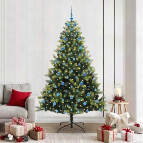 Árbol de Navidad Artificial Plegable 300 LEDs Verde 210 cm