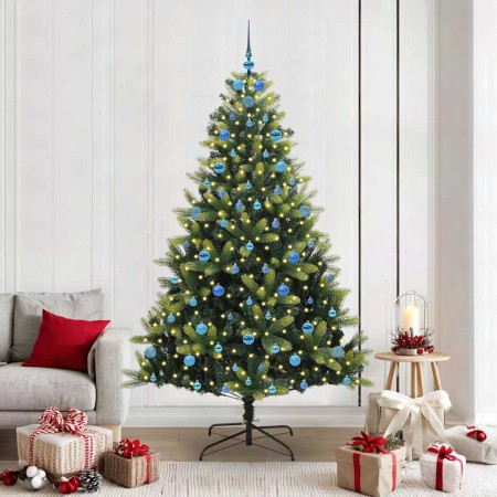 Árbol de Navidad Artificial Plegable 300 LEDs Verde 210 cm