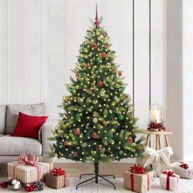Árbol de Navidad Artificial Articulado 300 LEDs Verde 210 cm