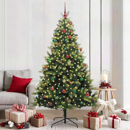 Árbol de Navidad Artificial Articulado 300 LEDs Verde 210 cm