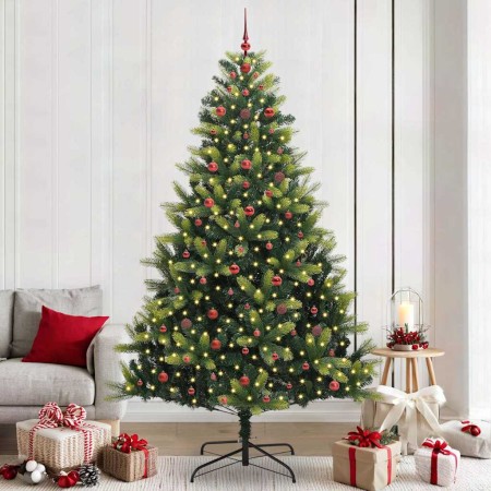 Árbol de Navidad Artificial Plegable 300 LEDs Verde 240 cm