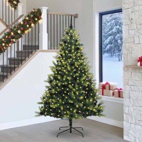 Árbol de Navidad artificial con bisagras 300 LEDs Verde 240 cm