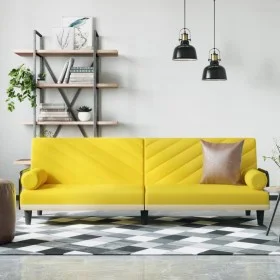 Sofa bed with armrests light yellow fabric by vidaXL, Sofas - Ref: Foro24-351935, Price: 273,18 €, Discount: %