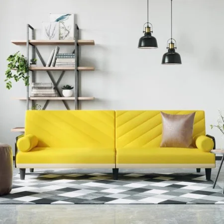 Sofa bed with armrests light yellow fabric by vidaXL, Sofas - Ref: Foro24-351935, Price: 273,18 €, Discount: %