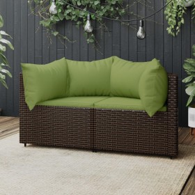 Garden corner sofas with cushions 2 units brown synthetic rattan by vidaXL, Outdoor sofas - Ref: Foro24-319838, Price: 210,73...