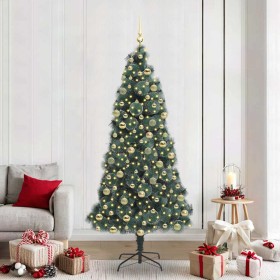 Árbol de Navidad artificial preiluminado con conjunto de bolas