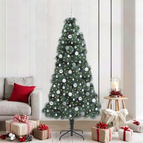 Árbol de Navidad artificial iluminado con juego de bolas 210 cm