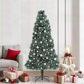 Árbol de Navidad artificial iluminado con juego de bolas 210 cm
