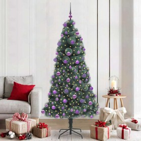 Árbol de Navidad artificial preiluminado con set de bolas