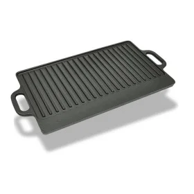 Reversible cast iron grill griddle 50x23 cm by vidaXL, Planks - Ref: Foro24-50126, Price: 32,52 €, Discount: %