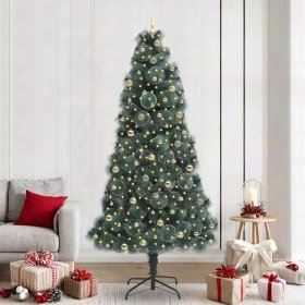 Árbol de Navidad Artificial Preiluminado con Juego de Bolas