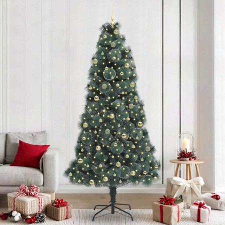 Árbol de Navidad Artificial Preiluminado con Juego de Bolas