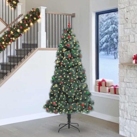 Árbol de Navidad artificial preiluminado con set de bolas