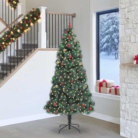 Árbol de Navidad artificial preiluminado con set de bolas