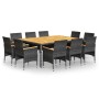 Set de comedor de jardín 11 pzas ratán sintético gris