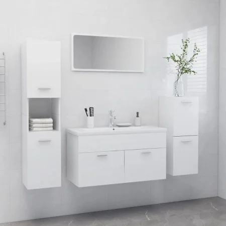 Weißes Badezimmermöbelset aus Holzwerkstoff von vidaXL, Badezimmermöbel - Ref: Foro24-3070928, Preis: 171,03 €, Rabatt: %