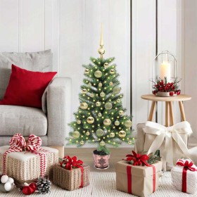 Árbol de Navidad con 150 LED con soporte Verde 90 cm PE