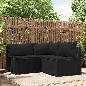 3-piece garden furniture set and black synthetic rattan cushions by vidaXL, Outdoor sofas - Ref: Foro24-319780, Price: 227,32...