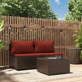 3-piece garden furniture set and brown synthetic rattan cushions by vidaXL, Outdoor sofas - Ref: Foro24-319819, Price: 192,81...