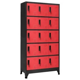 Anthracite gray and red steel locker 90x40x180 cm by vidaXL, Lockers and storage cabinets - Ref: Foro24-339825, Price: 305,88...