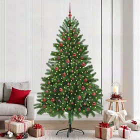 Árbol de Navidad con 300 LED con soporte Verde 210 cm PE