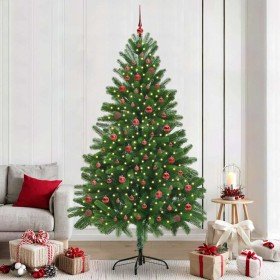 Árbol de Navidad con 300 LED con soporte Verde 210 cm PE