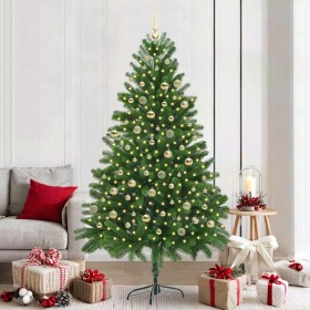 Árbol de Navidad con 300 LED con soporte Verde 210 cm PE