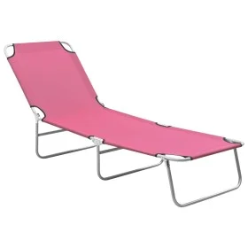 Folding steel and pink fabric lounger by vidaXL, Loungers - Ref: Foro24-310330, Price: 61,96 €, Discount: %