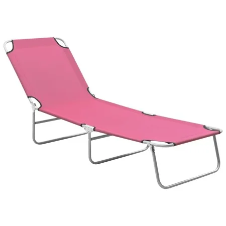 Folding steel and pink fabric lounger by vidaXL, Loungers - Ref: Foro24-310330, Price: 61,96 €, Discount: %