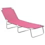 Folding steel and pink fabric lounger by vidaXL, Loungers - Ref: Foro24-310330, Price: 61,96 €, Discount: %
