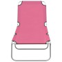 Folding steel and pink fabric lounger by vidaXL, Loungers - Ref: Foro24-310330, Price: 66,94 €, Discount: %