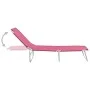 Folding steel and pink fabric lounger by vidaXL, Loungers - Ref: Foro24-310330, Price: 61,96 €, Discount: %