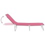 Folding steel and pink fabric lounger by vidaXL, Loungers - Ref: Foro24-310330, Price: 66,94 €, Discount: %