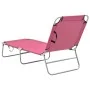 Folding steel and pink fabric lounger by vidaXL, Loungers - Ref: Foro24-310330, Price: 61,96 €, Discount: %