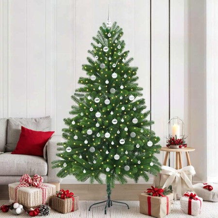 Árbol de Navidad con 300 LED con soporte Verde 210 cm PE