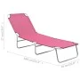 Folding steel and pink fabric lounger by vidaXL, Loungers - Ref: Foro24-310330, Price: 61,96 €, Discount: %