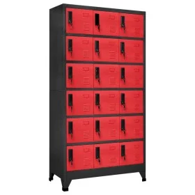 Anthracite gray and red steel locker 90x40x180 cm by vidaXL, Lockers and storage cabinets - Ref: Foro24-339833, Price: 432,05...