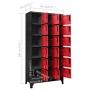 Anthrazitgrauer und roter Stahlspind 90x40x180 cm von vidaXL, Schließfächer und Lagerschränke - Ref: Foro24-339833, Preis: 41...