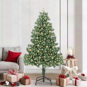 Árbol de Navidad con 300 LED con soporte Verde 210 cm PVC