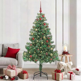 Árbol de Navidad con 300 LED con soporte Verde 210 cm PVC