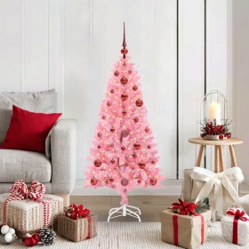 Árbol de Navidad con 150 LED con soporte Rosa 120 cm PVC